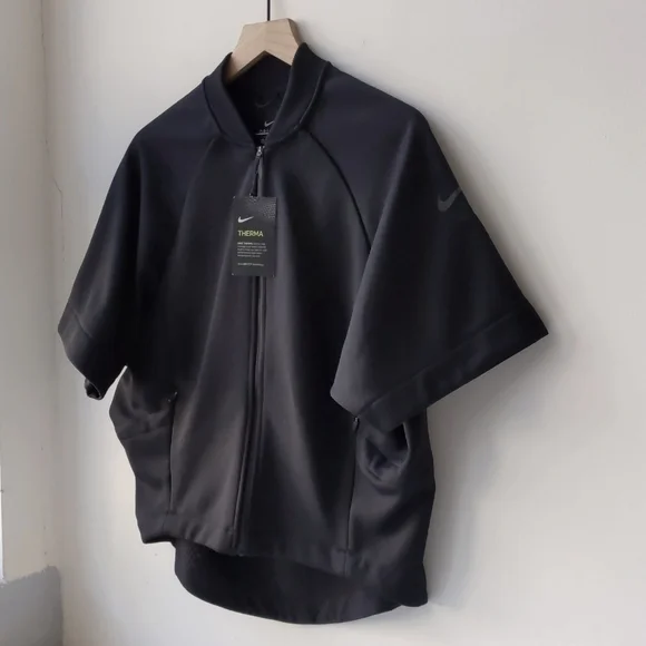Nike Dri Fit Therma Short Sleeve Jacket Black Women's Medium - Picture 2 of 8